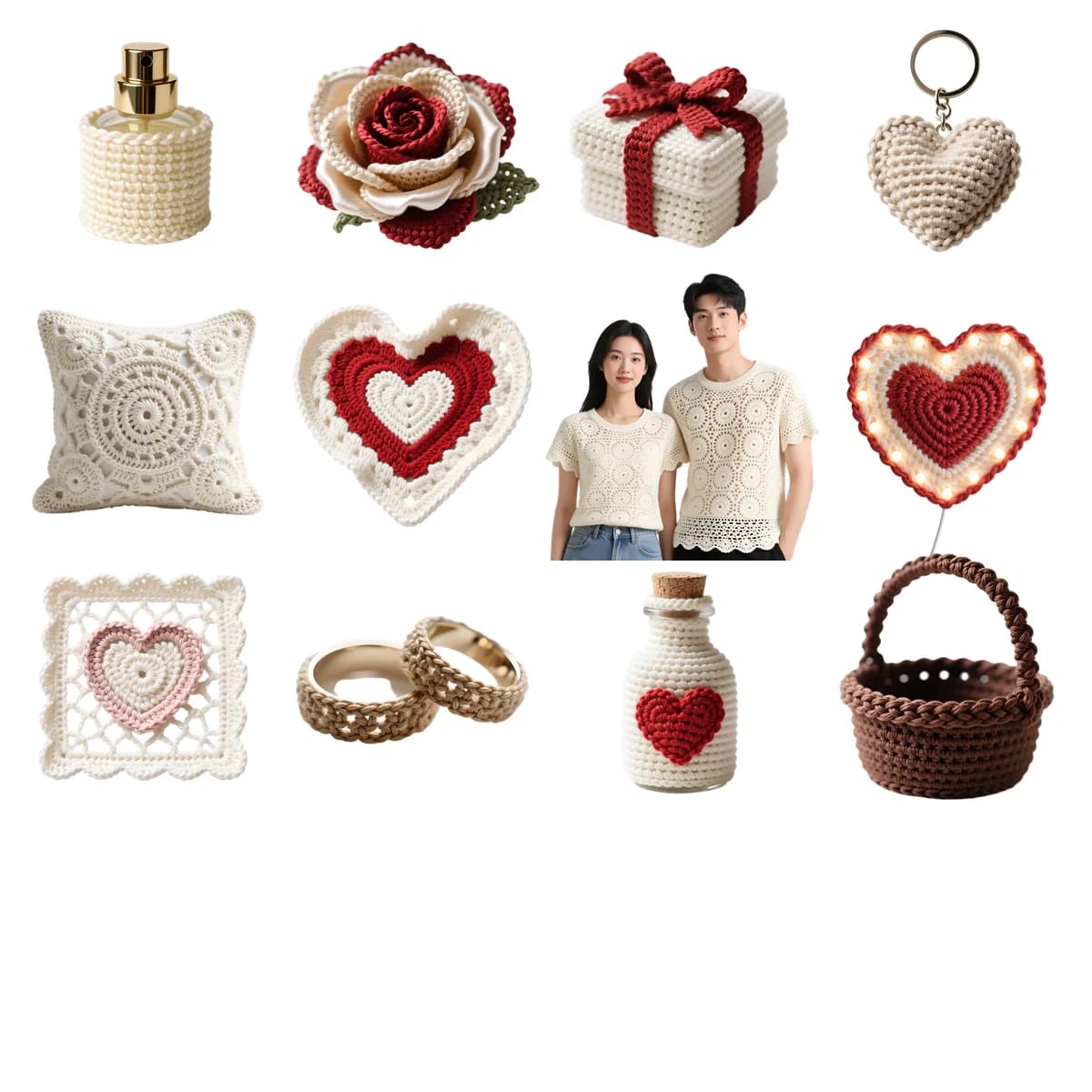 49 Sweet Crochet Valentine Cliparts: Hearts, Roses & More - Image 2