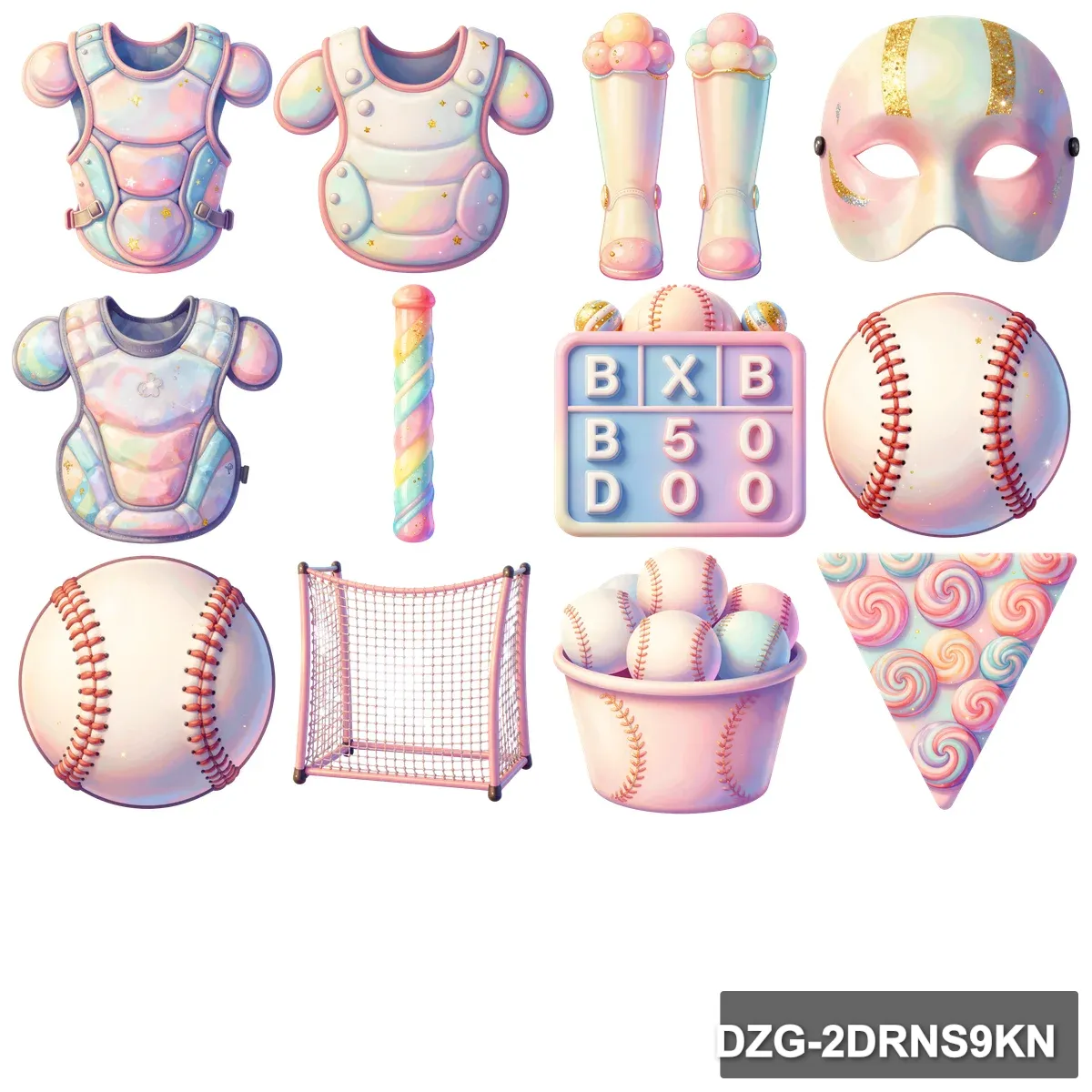 Pastel Baseball Bundle: 51 Whimsical Watercolor Clipart Designs - Image 3