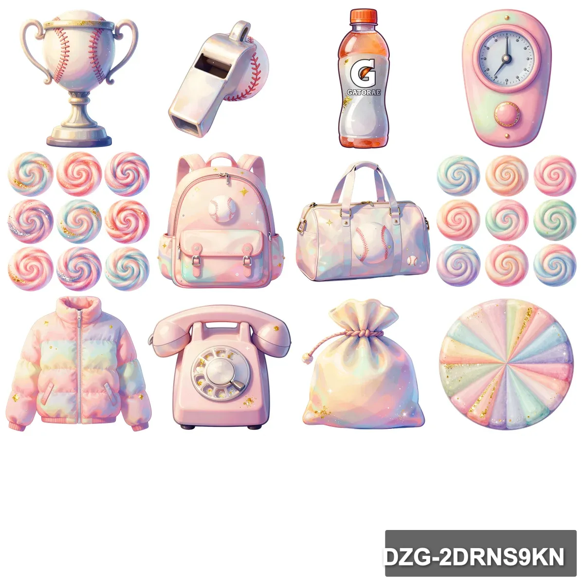 Pastel Baseball Bundle: 51 Whimsical Watercolor Clipart Designs - Image 4