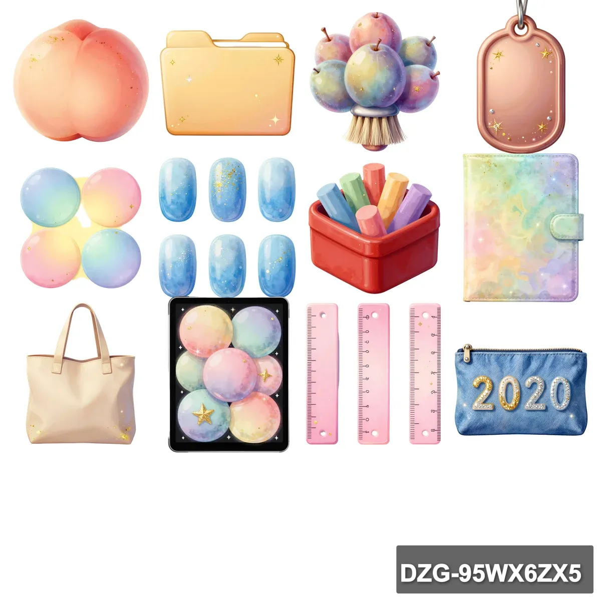 Pastel Gleam: 49 Shiny School & Office Clipart Bundle - Image 4