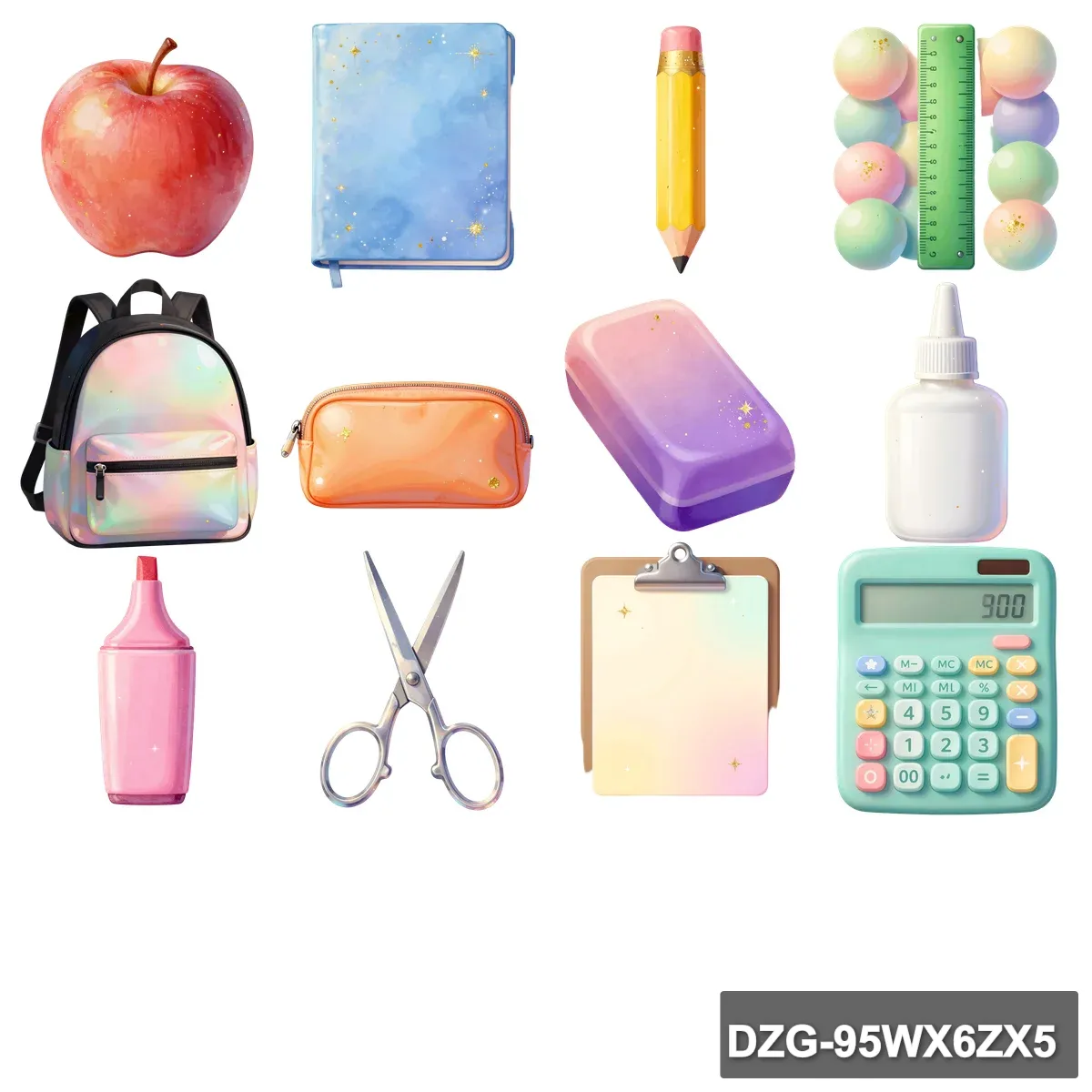 Pastel Gleam: 49 Shiny School & Office Clipart Bundle