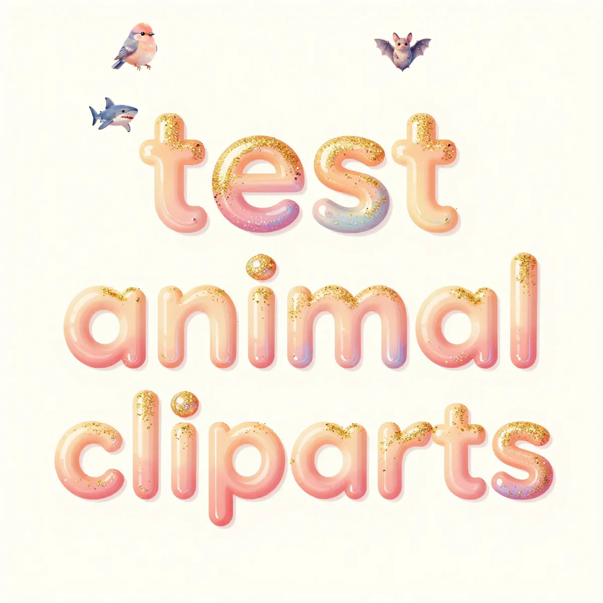 Enchanted Creature Bundle: Glittery Bird, Bat & Shark Clipart