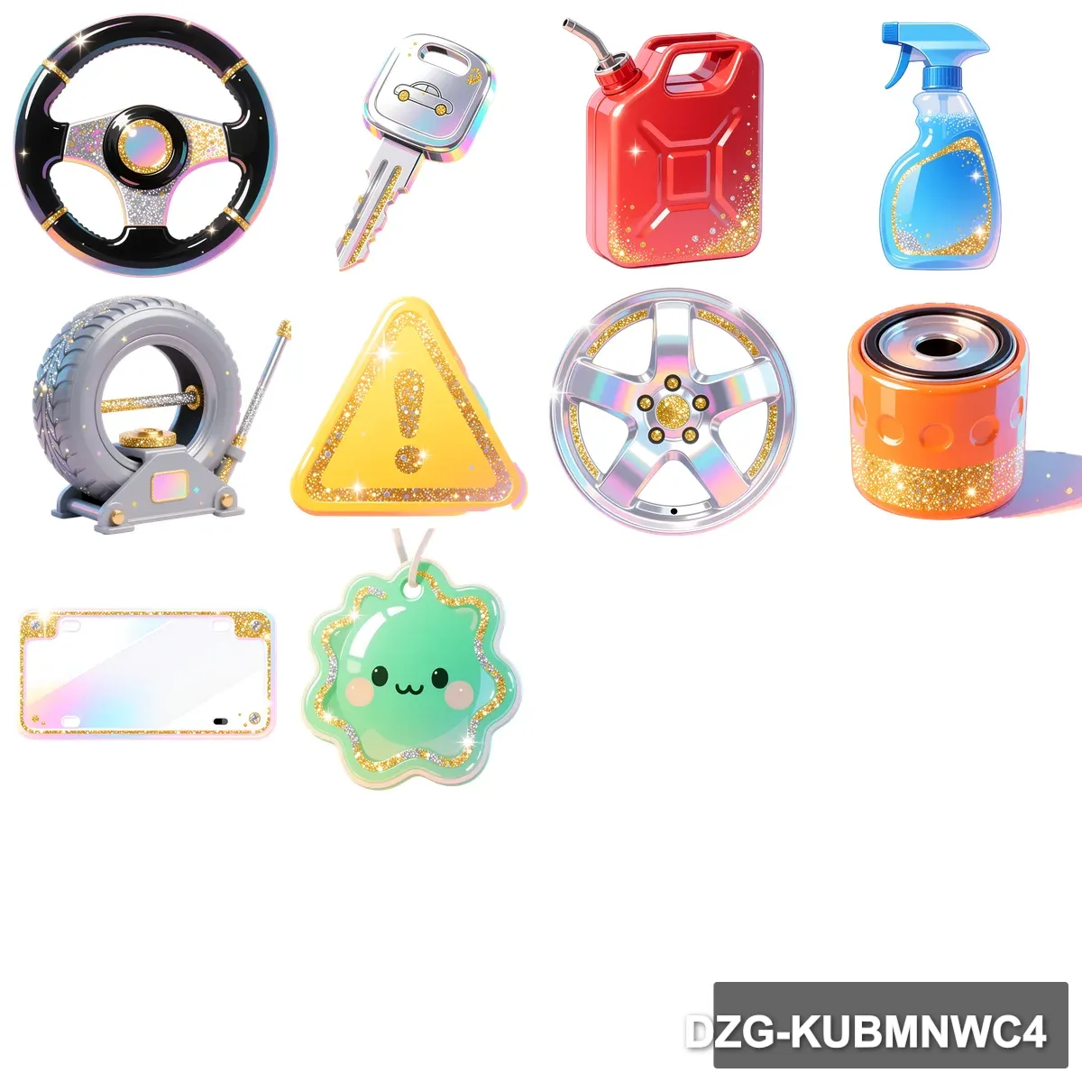 Shiny & Sweet Car Clipart Bundle: 10 Glittery Automotive Icons - Image 2