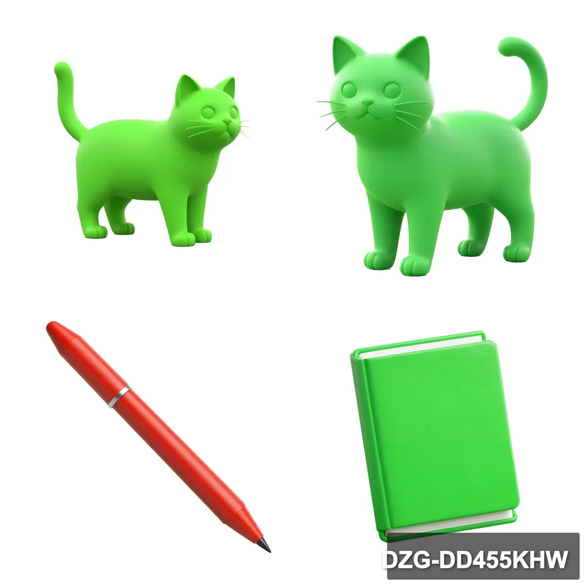 Green Cat & Study Clipart Bundle: 4 Playful Designs - Image 2